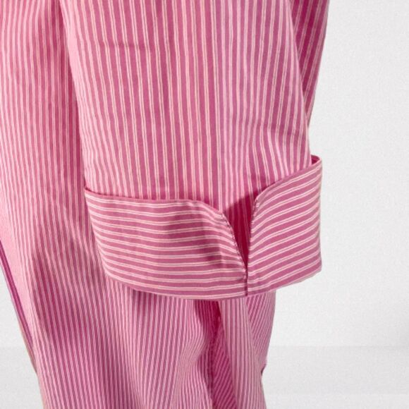 Lightweight Narrow Striped Tunic Blouse in Preppy Pink Size: L - Picture 4 of 8